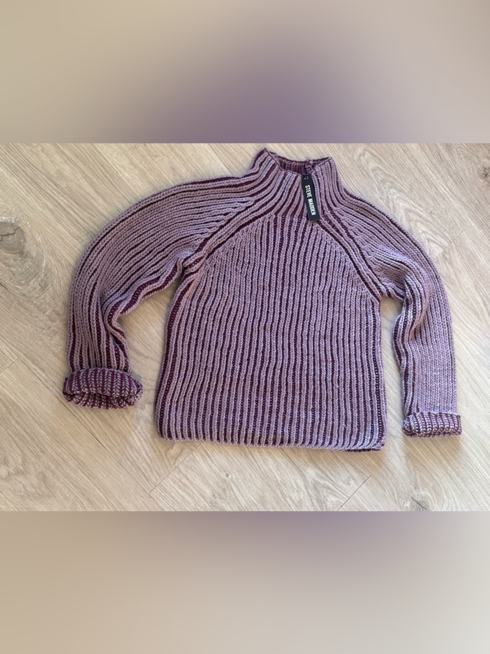 Steve Madden Purple Ribbed Crew Neck Sweater